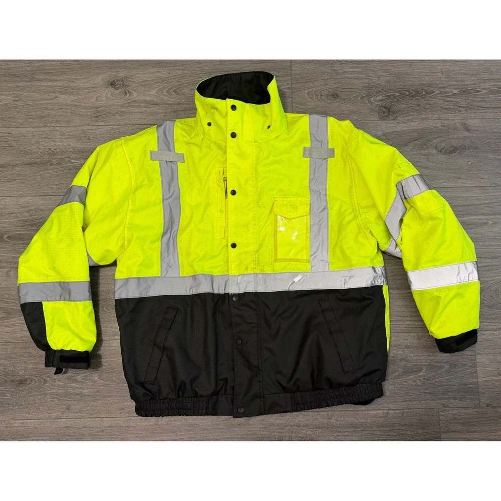 Ergodyne Work Gear High Visibility Neon Yellow‎ Black Safety Jacket Men XL
